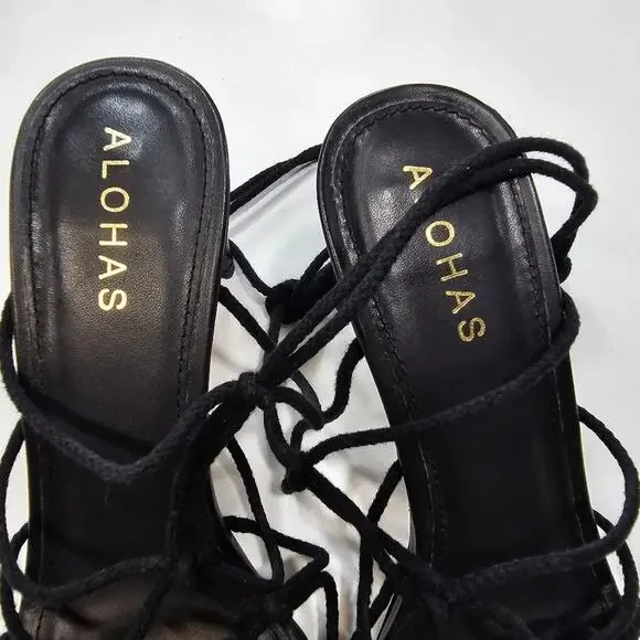 ALOHAS Unique Laced Heel in Black